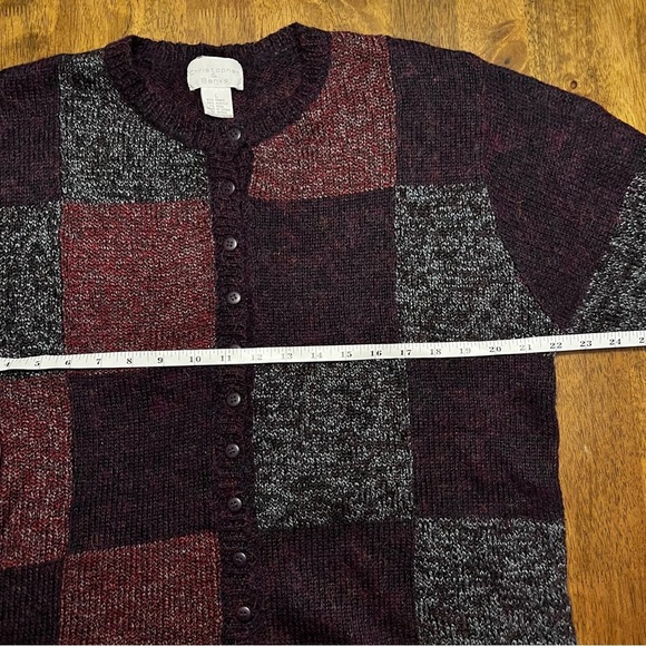 Christopher Banks Wool Blend Knit Cardigan Colorful Patchwork Long Sleeve Size L - Picture 5 of 9